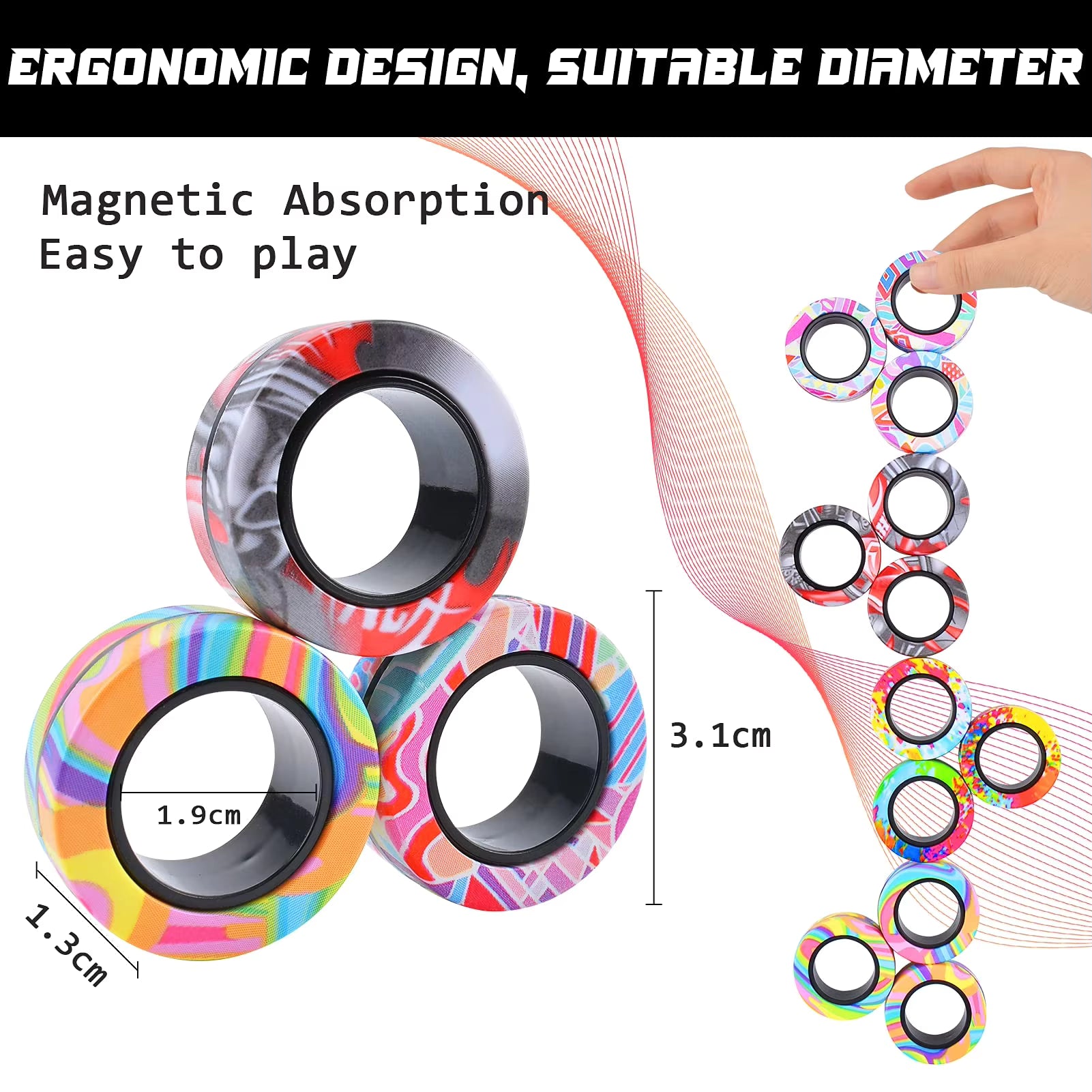 Magnetic Fidget Rings (3-Pack)